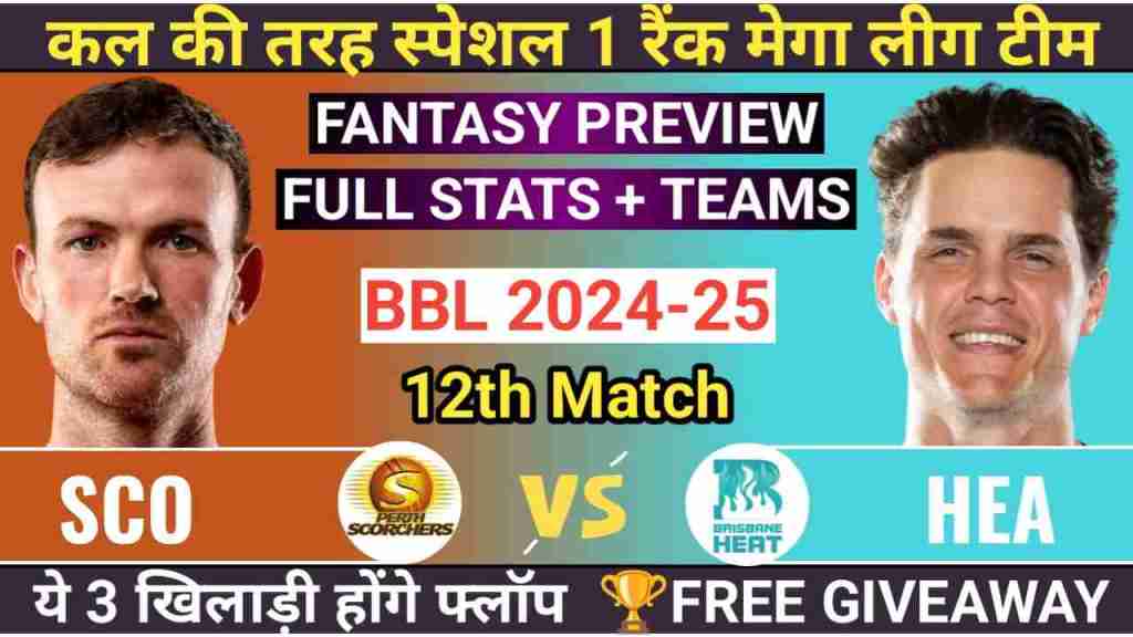 SCO vs HEA 12th Match Dream11 Preview