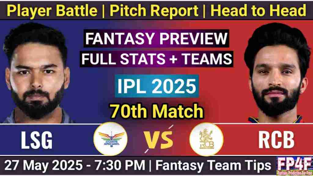 LSG vs RCB Stats, 70th Match IPL 2025, LSG vs RCB Player Battle, Player Stats, Head to Head, Lucknow Super Giants vs Royal Challengers Bengaluru Stats, RCB vs LSG Pitch Report, Playing 11