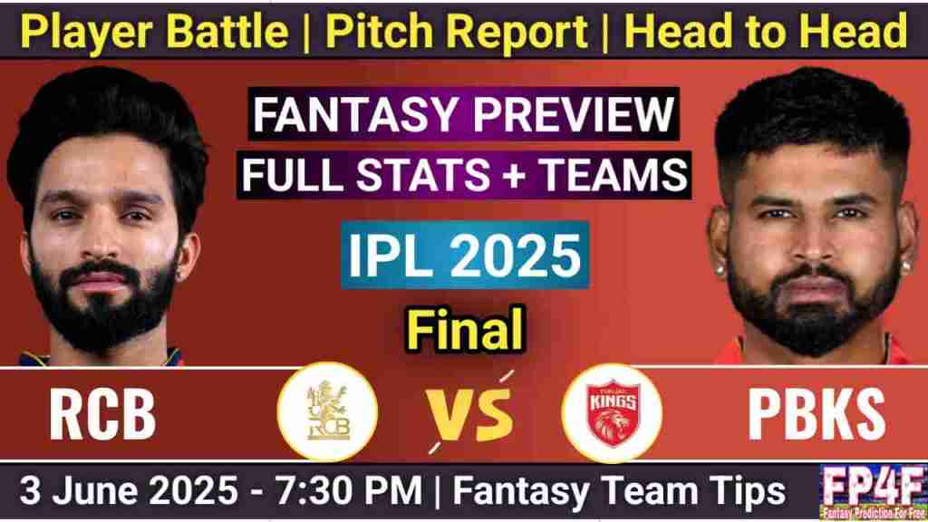 RCB vs PBKS Stats, Final IPL 2025, RCB vs PBKS Player Battle, Player Stats, Head to Head, Royal Challengers Bengaluru vs Punjab Kings Stats, PBKS vs RCB Pitch Report, Playing 11