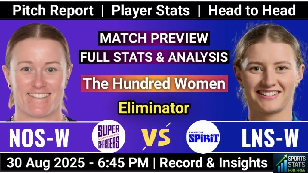 NOS-W vs LNS-W Eliminator, Player Battle, Player Stats, Pitch Report, Playing 11, LNS W vs NOS W Head to Head Record