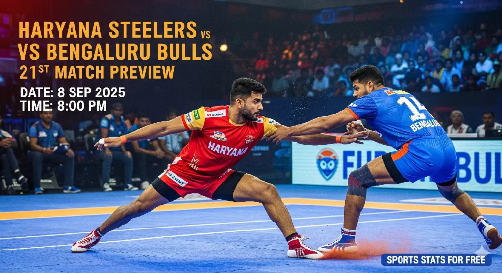 HAR vs BLR 21st Match Preview, Starting 7, Substitutes, Haryana Steelers vs Bengaluru Bulls Head to Head Record, Last 5 Match Results PKL 2025